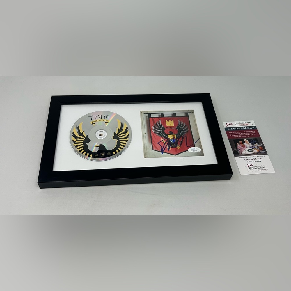 Pat Monahan signed Train Greatest Hits CD Cover Framed JSA COA